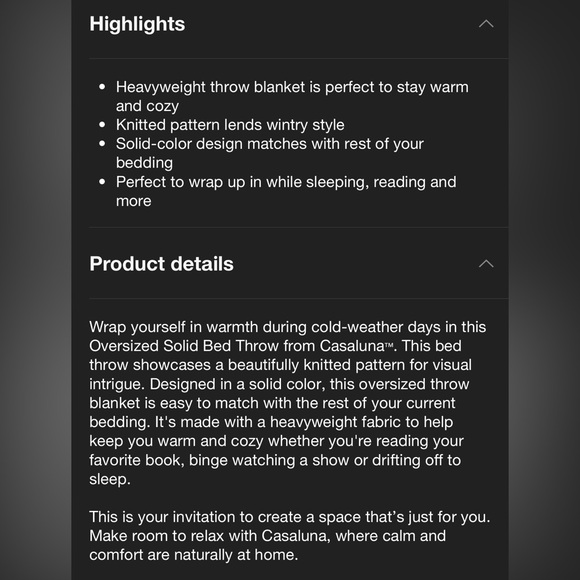 Casaluna Hand-Knit bed throw - Dark Gray NWT - Picture 5 of 8